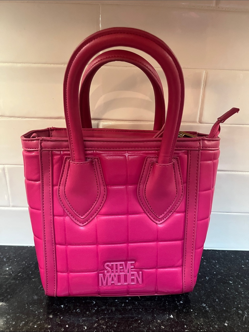 Steve Madden Hot Pink Quilted Mini Tote